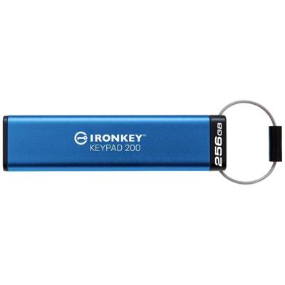 Kingston IronKey Keypad 200 USB-stick Retail 256 GB Blauw IKKP200/256GB USB-A 3.2 Gen 1 Kingston IronKey Keypad 200 USB-stick Retail 256 GB Blauw IKKP200/256GB USB-A 3.2 Gen 1