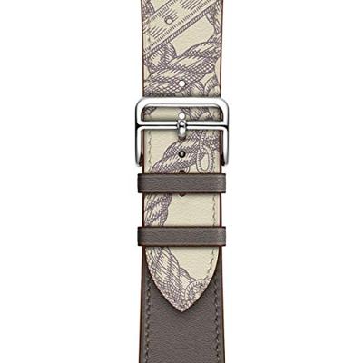 Leren bandje met print - Bruin - Geschikt voor Apple Watch 38mm / 40mm / 41mm / 42mm - thumbnail