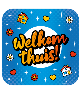 Huldeschild welkom thuis cartoon