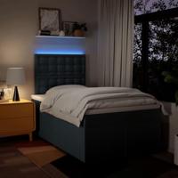 vidaXL Boxspring met matras stof blauw 120x190 cm, boxspring, ledikant, bedframe, bed, boxspring bed, bedbodem, seniorenbed, senioren bed - thumbnail