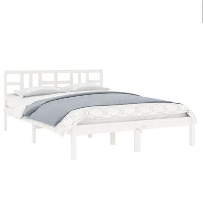 Bedframe massief hout wit 150x200 cm