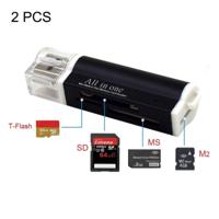 USB 2.0 SD / MMC / RS-MMC / Mini SD / T-Flash / MS / MS PRO / MS DUO / MS PRODUO / M2 Memory Card Reader (Random Kleur) - thumbnail