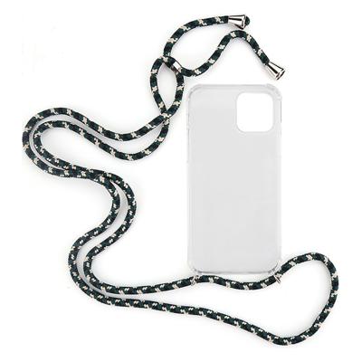 Shop4 - iPhone 12 mini Hoesje - Zachte Back Case met Koord Camouflage Groen