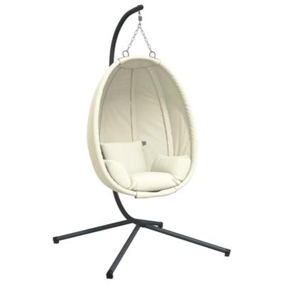 Hangstoel met standaard stof en staal beige