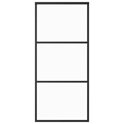 Schuifdeur 90x205 cm ESG-glas en aluminium zwart