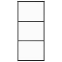 Schuifdeur 90x205 cm ESG-glas en aluminium zwart - thumbnail