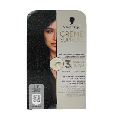 Schwarzkopf Creme Supreme Crèmekleuring 1-0 Natuurlijk Zwart Schwarzkopf Creme Supreme Crèmekleuring 1-0 Natuurlijk Zwart