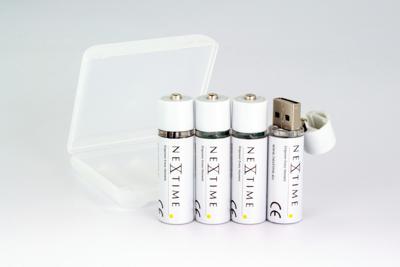 4 Oplaadbare AA USB batterijen NeXtime