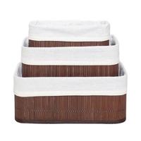 Homestyle Pro Bamboe Opbergmanden 3 Stuks Bruin/Wit - thumbnail