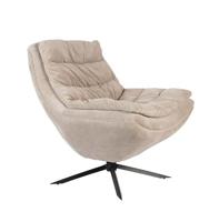 Dutchbone Draaifauteuil 'Vince' Rib, kleur Beige - thumbnail