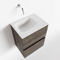 MONDIAZ ADA 40cm toiletmeubel dark brown. LEX wastafel talc rechts zonder kraangat - thumbnail