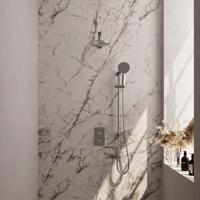 Regendoucheset Inbouw Brauer Brushed Carving Thermostatisch 20cm met 3-Weg Omstelling, Wandarm, Glijstang en Handdouche 3-Standen Geborsteld RVS - thumbnail