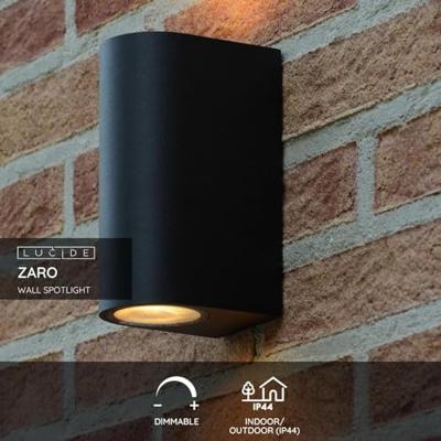 Lucide ZARO - Wandspot / Wandlamp Binnen/Buiten - 2xGU10 - IP44 - Zwart Lucide ZARO - Wandspot / Wandlamp Binnen/Buiten - 2xGU10 - IP44 - Zwart