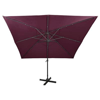VidaXL Zweefparasol met paal en led-verlichting 300 cm bordeauxrood