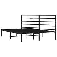 Bedframe met hoofdbord metaal zwart 160x200 cm - thumbnail