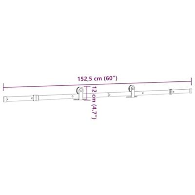 Doos met onderdelen voor schuifdeur 152,5 cm staal zwart
