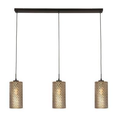 Freelight Hanglamp Cestino 3 lichts L 100 cm zwart - goud