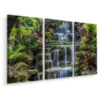 Schilderij - Waterval in Thailand, 3 luik, premium print - thumbnail