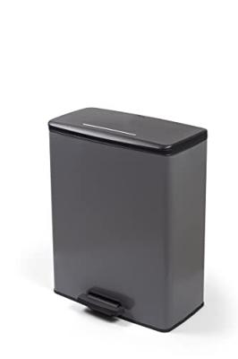 Duo Rechthoek Vuilnisbak - DECO BIN - CURVER - 52L (26+26L) - 49 x 32 x 61 cm - Antraciet - thumbnail