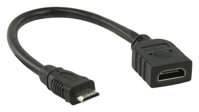 High Speed HDMI kabel met Ethernet HDMI Mini-Connector Male - HDMI Female 0.20 m Zwart