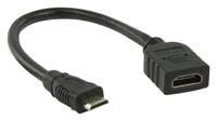 High Speed HDMI kabel met Ethernet HDMI Mini-Connector Male - HDMI Female 0.20 m Zwart - thumbnail