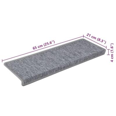 VidaXL Trapmatten 15 st 65x21x4 cm lichtgrijs met rechthoekige rand