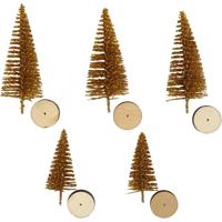 Creativ Company Kerstbomen, h: 40+60 mm, goud, 5 stuk/ 1 doos - thumbnail