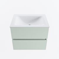 MONDIAZ VICA 60cm badmeubel onderkast Greey 2 lades. Wastafel CLOUD midden 1 kraangat, kleur Talc. - thumbnail