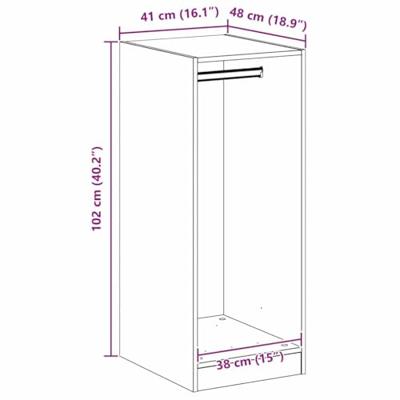Kledingkast met plank met opslag artisanaal eikenkleurig 41 x 48 x 102 cm
