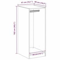 Kledingkast met plank met opslag artisanaal eikenkleurig 41 x 48 x 102 cm - thumbnail