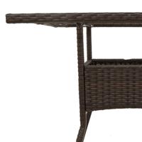 Tuintafel met glazen blad 80x80x75 cm poly rattan bruin - thumbnail