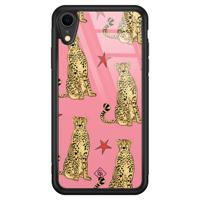 iPhone XR glazen hardcase - The pink leopard - thumbnail