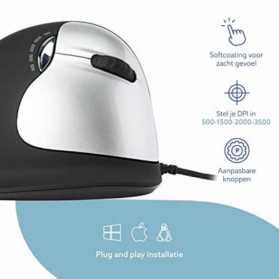 R-GO Tools RGOHELA Ergonomische muis USB Maat: L Optisch Zwart, Zilver 4 Toetsen 3500 dpi Ergonomisch - thumbnail