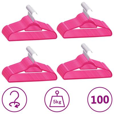 VidaXL 100-delige kledinghangerset anti-slip fluweel roze VidaXL 100-delige kledinghangerset anti-slip fluweel roze