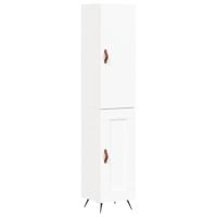 Hoge kast 34,5x34x180 cm bewerkt hout wit - thumbnail