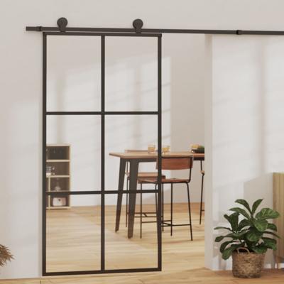 VidaXL Schuifdeur 102x205 cm esg-glas en aluminium zwart
