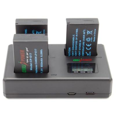 ChiliPower Canon Accu LP-E17 Kit Deluxe - 3 accu's + Triple lader, voor het laden van 3 accu's