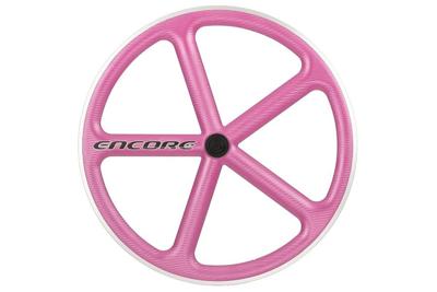 Encore 700C 5 Spaken Voorwiel - Bubblegum Roze - Carbon Weven Encore 700C 5 Spaken Voorwiel - Bubblegum Roze - Carbon Weven