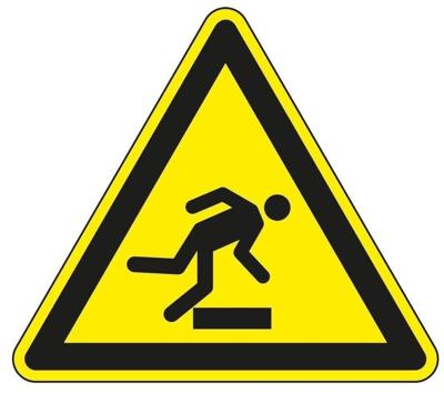 Struikelgevaar waarschuwingspictogram  - 100 mm breed - Sticker