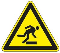Struikelgevaar waarschuwingspictogram  - 100 mm breed - Sticker - thumbnail