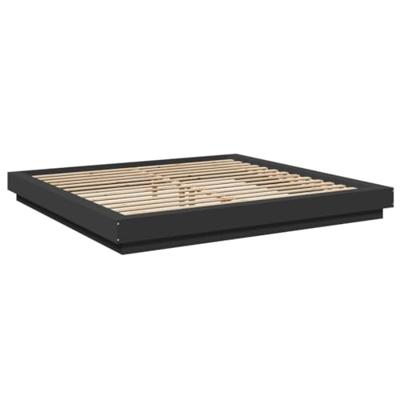 Bedframe massief hout zwart 200x200 cm