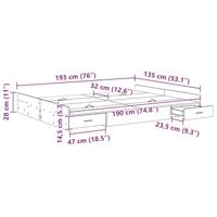 Opbergbedframe met lade Gerookt eiken 135 x 190 cm Bewerkt hout - thumbnail