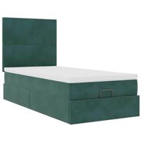 Ottoman bed met matrassen 90x200cm fluweel donkergroen - thumbnail