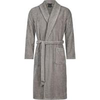 Cawö Cawo Heren Home Badjas met Sjaalkraag Uni 48 6508 graphit - thumbnail