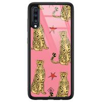Samsung Galaxy A50 glazen hardcase - The pink leopard - thumbnail