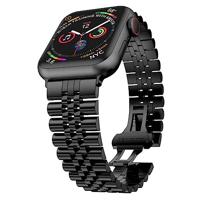 By Qubix - Metalen schakelband - Zwart - Compatible met Apple watch 38mm / 40mm / 41mm / 42mm - Compatible Apple watch bandjes - thumbnail