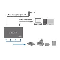 LogiLink UA0282 USB 3.0-hub Met aluminium behuizing, Met status-LEDs Space grijs - thumbnail