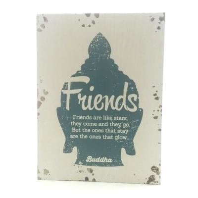 Houten tekstbord 'Friends' buddha