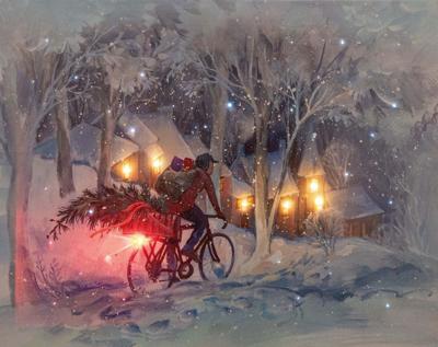 Canvas fietser led 48x38 cm Anna's Collection - Annas collection