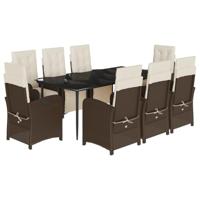 9-delige Tuinset met kussens poly rattan bruin - thumbnail